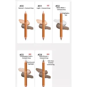 1 PC Double Ends Contour Pencil Contour Highlighter, Multi Functional Facial Contour Highlighter Pencil, Countour & Highlighter Duo Pencil (00#, 5g)