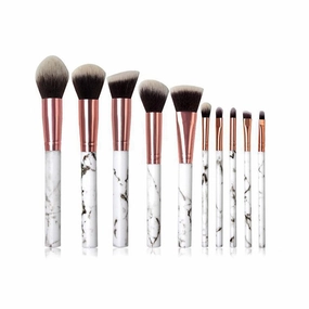 10 Piece Marble Makeup Brush Set Brush Holder, Advanced Synthetic Foundation Powder Concealer Eye Shadow Facial Makeup Brush Set(Color1)