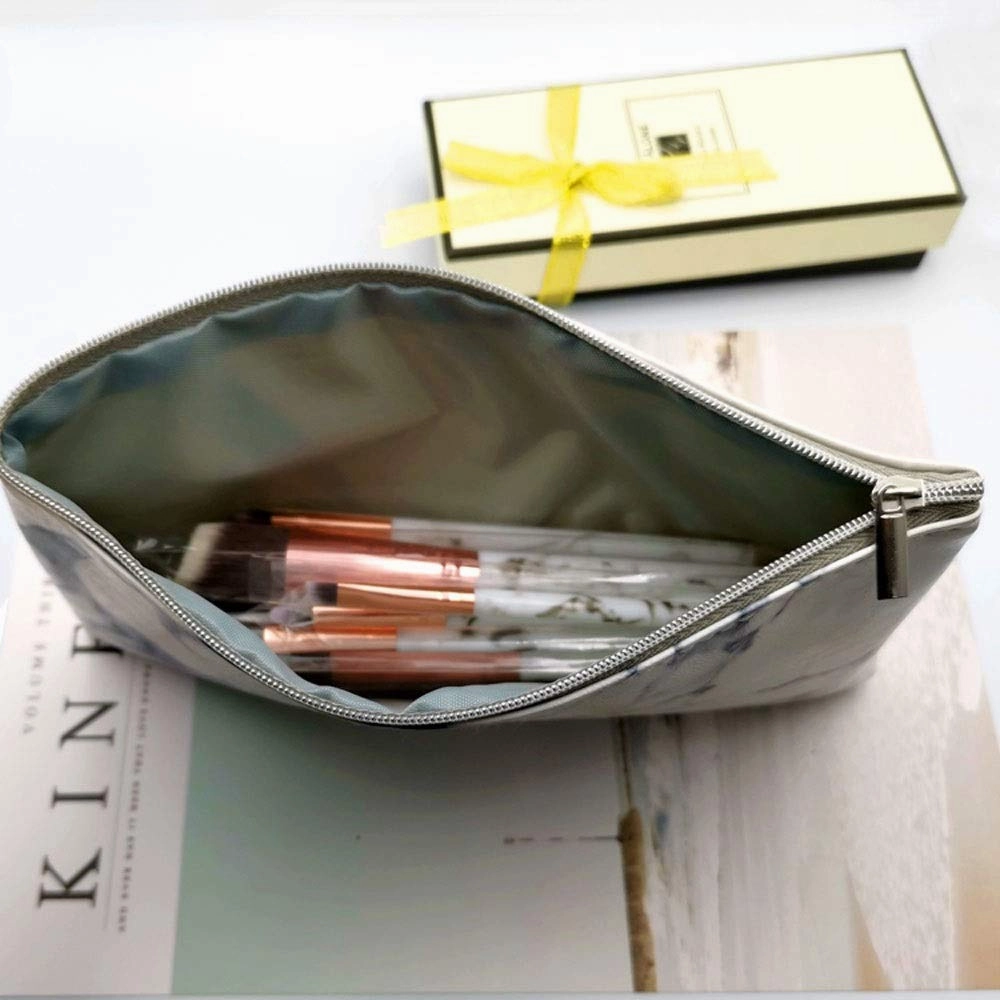 10 Piece Marble Makeup Brush Set Brush Holder, Advanced Synthetic Foundation Powder Concealer Eye Shadow Facial Makeup Brush Set(Color1)