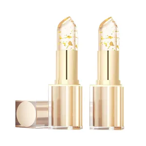 2 PCS Transferproof Color Changing Lipstick, Clear Color Change Lip Stain, Gold Lipstick, Long Lasting 24 Hours Moisturizing Glossy Shine Lip Gloss