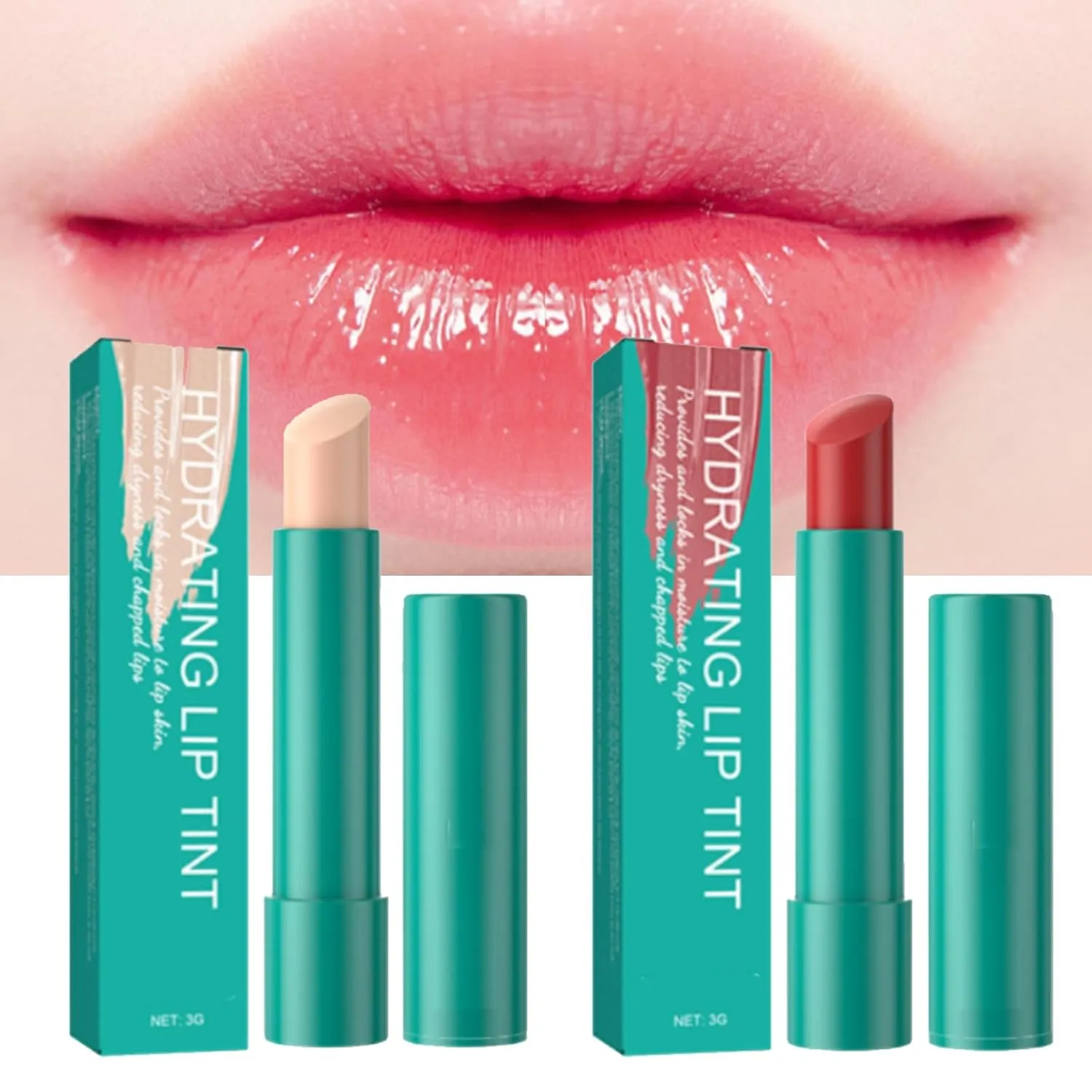 24-Hours Moisture Hydrating Lip Tint, Hydrating Lip Tin, Tinted Balm, Natural Ingredients Strong Moisturizing Lipstick, Non-Sticky and Long-Lasting (Clear  Rose)