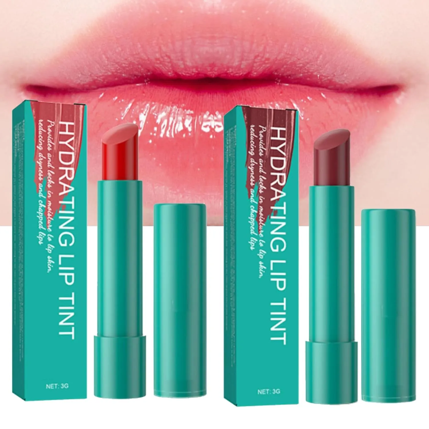 24-Hours Moisture Hydrating Lip Tint, Tinted Lip Balm Hydrating, Natural Ingredients Strong Moisturizing Lipstick, Non-Sticky and Long-Lasting(Berry   Cherry)