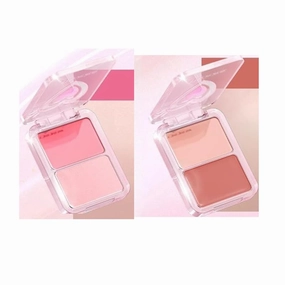 2 PCs Dual Colors Radiance Multi Purpose Watery Glossy Blusher Balm Palette, Glazed Matte Shimmer Makeup Blusher Cream Set,7.5g*2 PCs