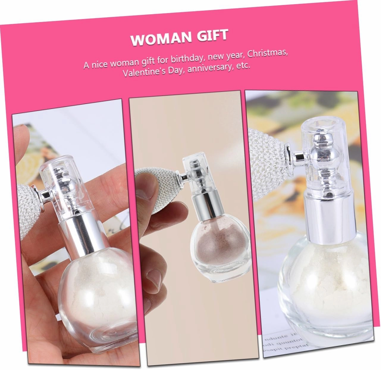 2pcs Glitter Spray Bottles Shimmer Spray for Skin Hair Highlighter Powder Makeup Silver Glitter Spray Set