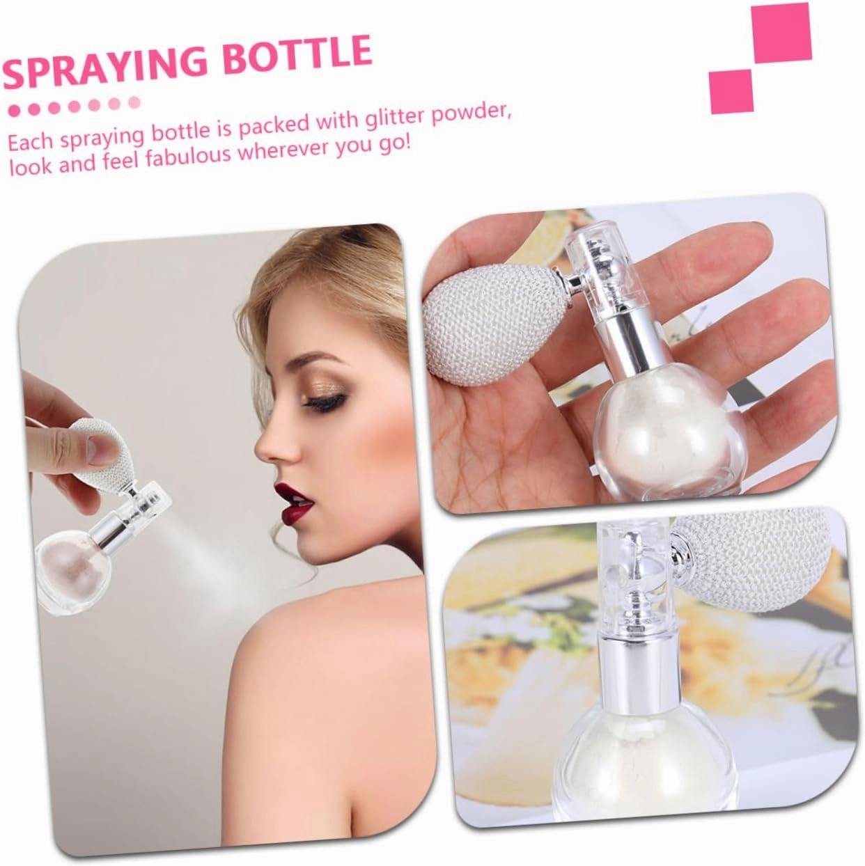 2pcs Glitter Spray Bottles Shimmer Spray for Skin Hair Highlighter Powder Makeup Silver Glitter Spray Set
