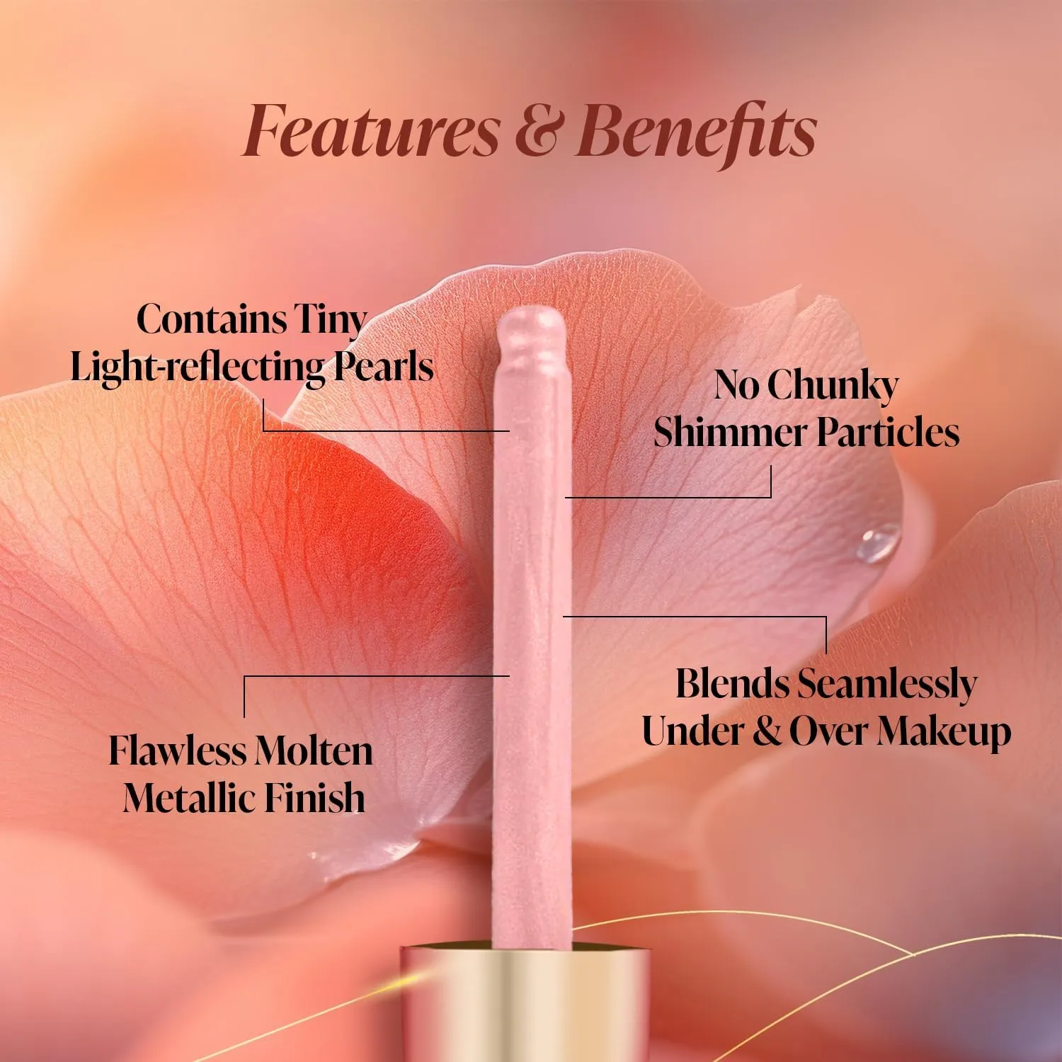 3-in-1 Liquid Highlighter Rose Gold, 18ml, Strobe Serum with Luminous Finish, Hydrating Formula (Gold 01, 18ml (pack of 1))