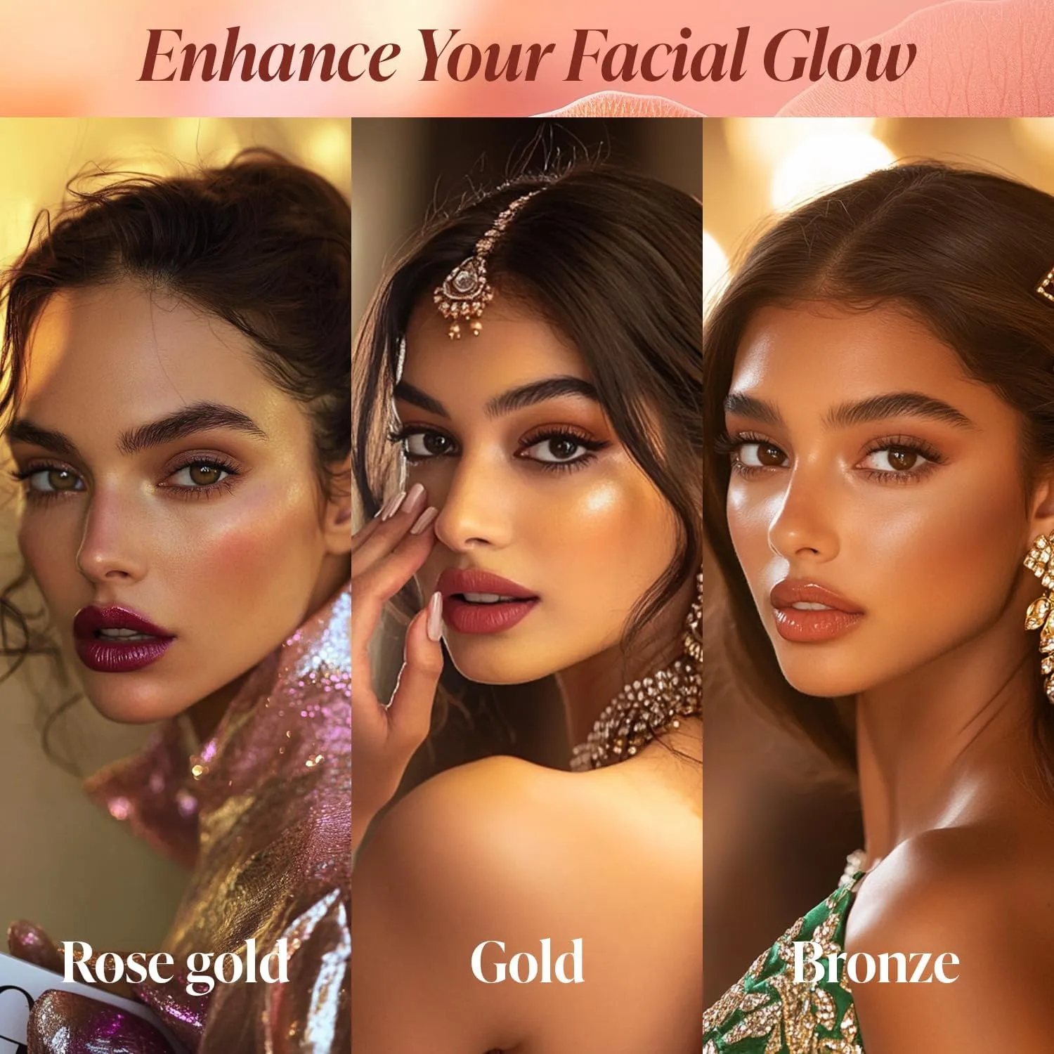 3-in-1 Liquid Highlighter Rose Gold, 18ml, Strobe Serum with Luminous Finish, Hydrating Formula (Rose Gold 03, 18ml (pack of 1))