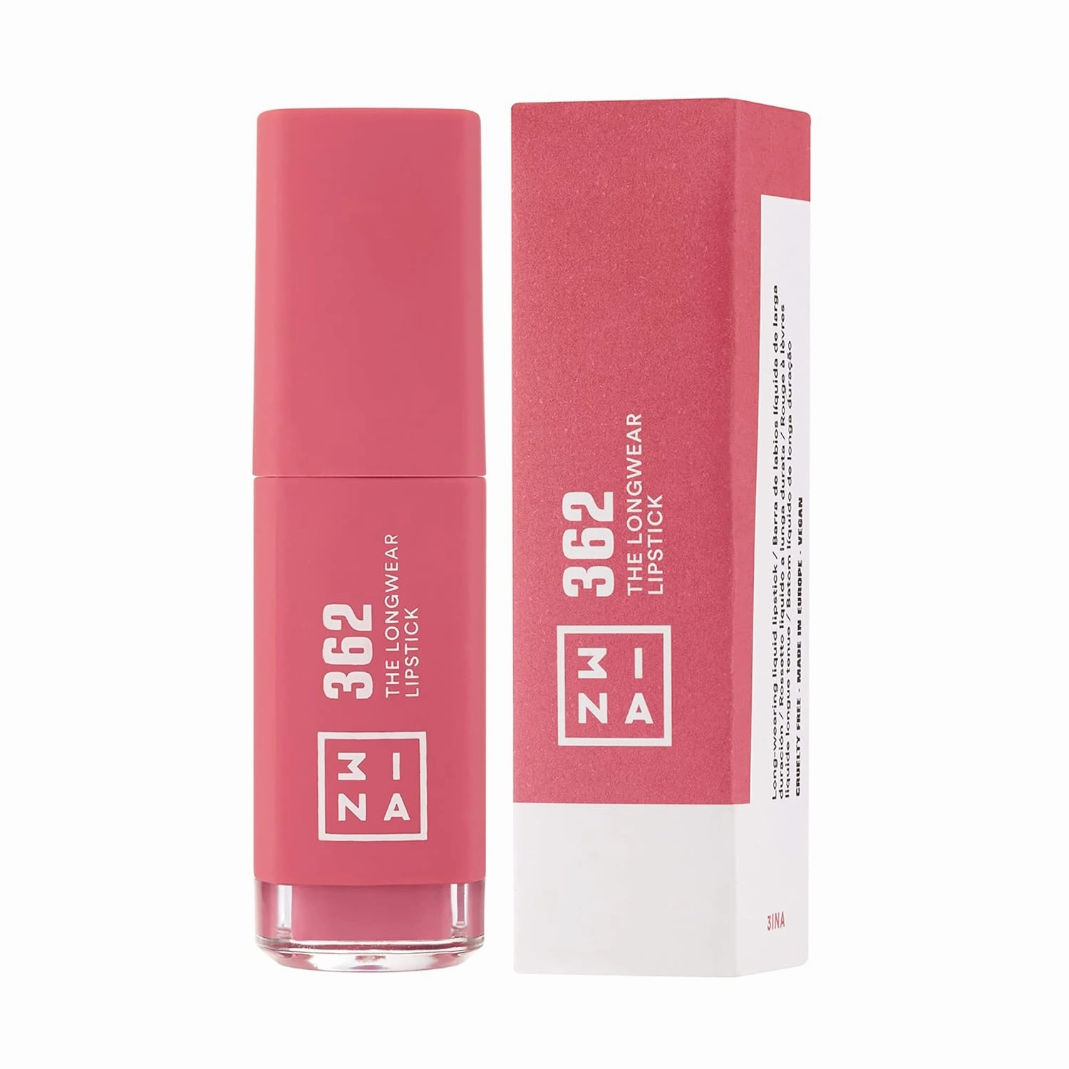 3INA The Longwear Lipstick 362 - Naturally Hydrating, Fast Drying - Shades That Stay All Day And Suit Every Skin Tone - Cruelty Free, Paraben Free, Vegan Cosmetics - Pink Color - 0.22 Fl. Oz
