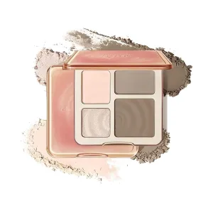 4 Color Facial Highlighter Contour Palette, 2 In 1 Face Highlight Contour Palette, Lasting Sparkling, Sculpt the Face Makeup (01 Water Waves)
