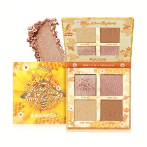 4 Color Highlighting Palette Infused Highlighter Palette Highlighter Makeup with Botanical Extracts With Mirror - 4 Highly Pigmented Face Highlighter Shimmer Colors (02)