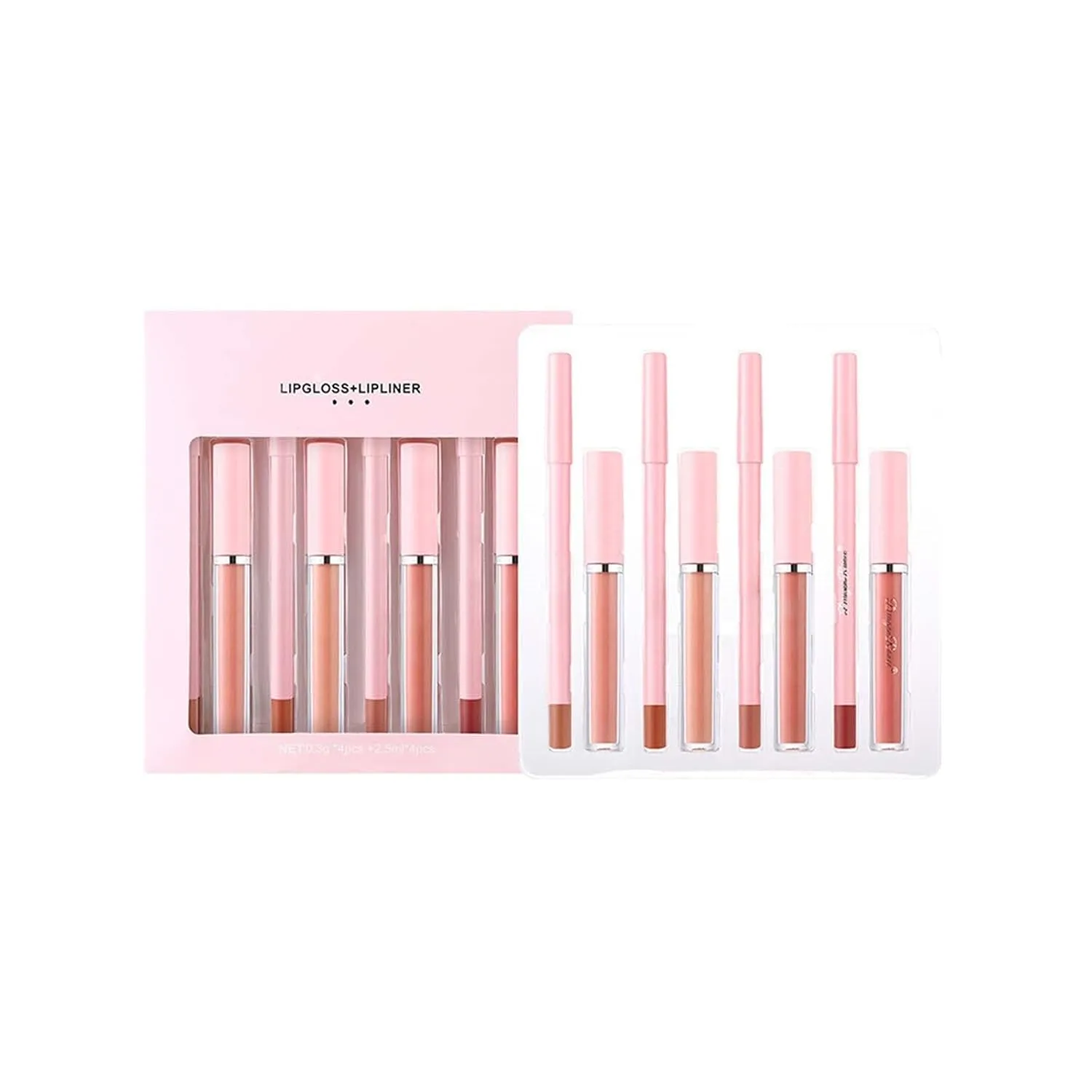 4 Color Lip Gloss Set - 4Pcs Matte Lip Glosses   4Pcs Lip Liners, Matte Liquid Lipstick, Long-Lasting Waterproof Lip Color, High-Pigment Velvet Lip Gloss Set