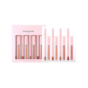 4 Color Lip Gloss Set - 4Pcs Matte Lip Glosses   4Pcs Lip Liners, Matte Liquid Lipstick, Long-Lasting Waterproof Lip Color, High-Pigment Velvet Lip Gloss Set