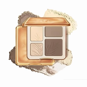 4 Color Facial Highlighter Contour Palette, 2 In 1 Face Highlight Contour Palette, Lasting Sparkling, Sculpt the Face Makeup (02 Tree Shadow)