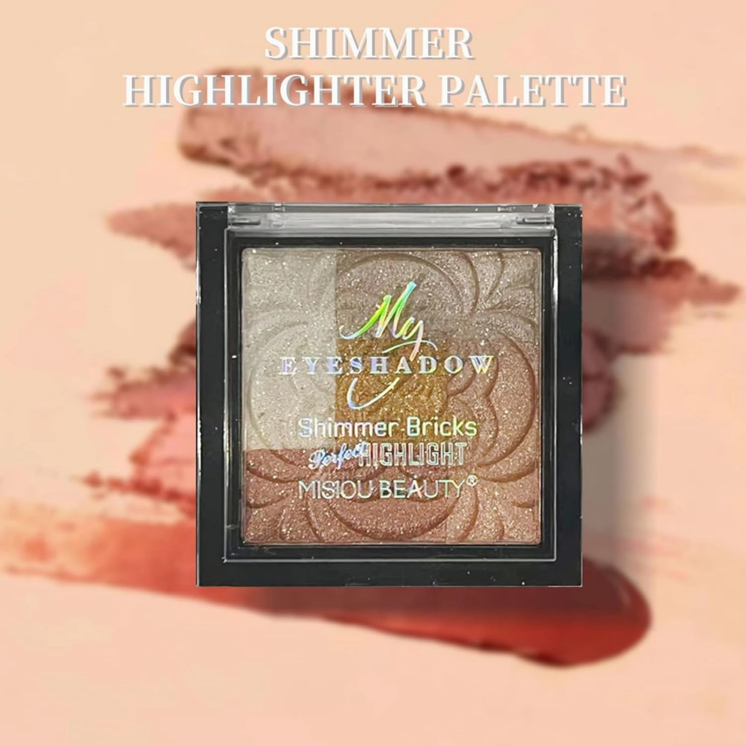 4-in-1 Highlighter & Eyeshadow Palette - Long-Lasting Shimmering Finish, 3D Carved Design, Smudge-Proof & Crease-Resistant for Day to Night Glam (Buildable Radiance) (#03)