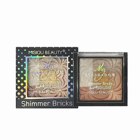 4-in-1 Highlighter & Eyeshadow Palette - Long-Lasting Shimmering Finish, 3D Carved Design, Smudge-Proof & Crease-Resistant for Day to Night Glam (Buildable Radiance) (#03)