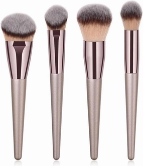 4 pcs Champagne Makeup Brushes Set Foundation Powder Blush Blending Concealer Contour Highligh Face Beauty Women Make Up Tools