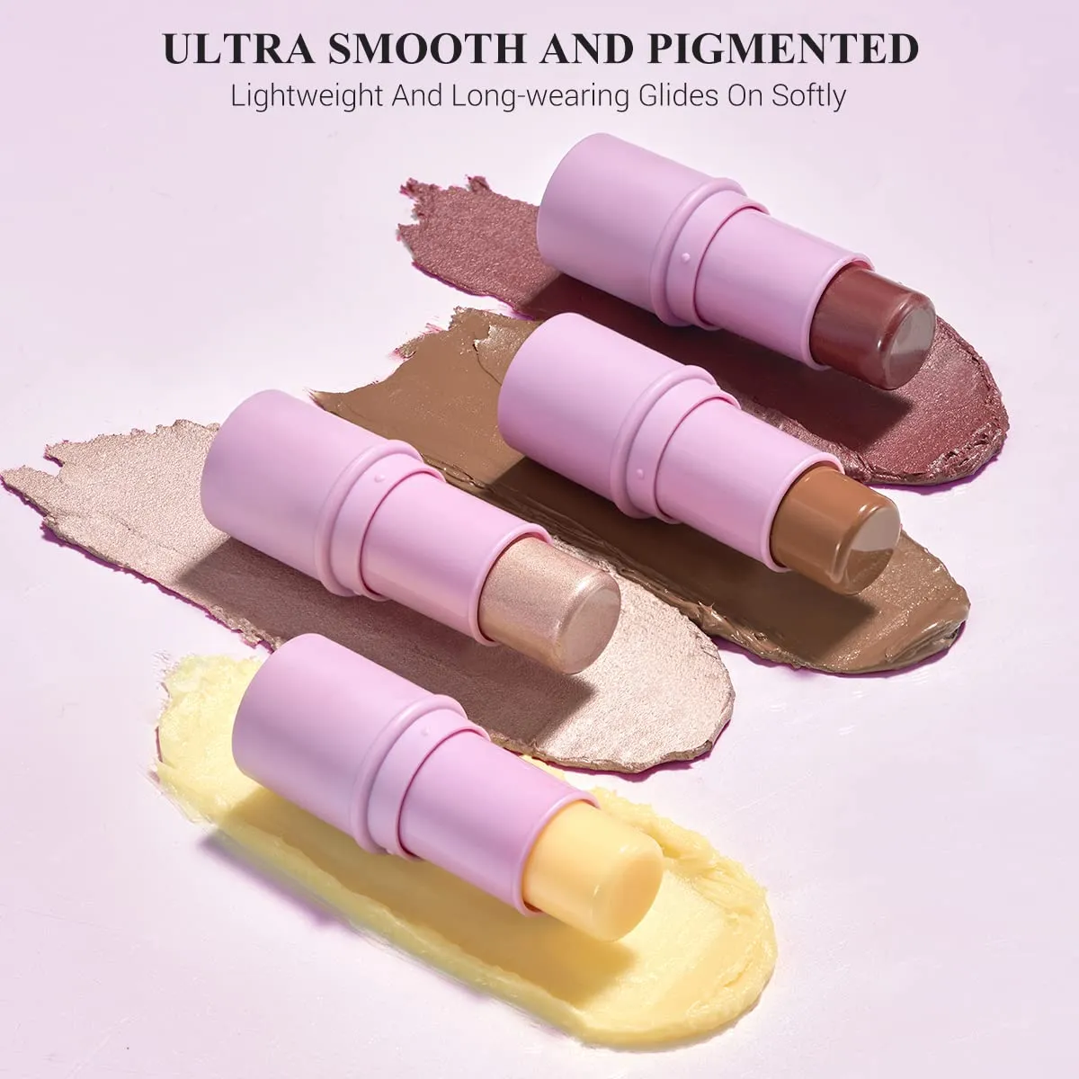 4Pcs Cream Blush Contour Highlighter Bronzer Moisturizer Stick Makeup Set #T Blush Glow5
