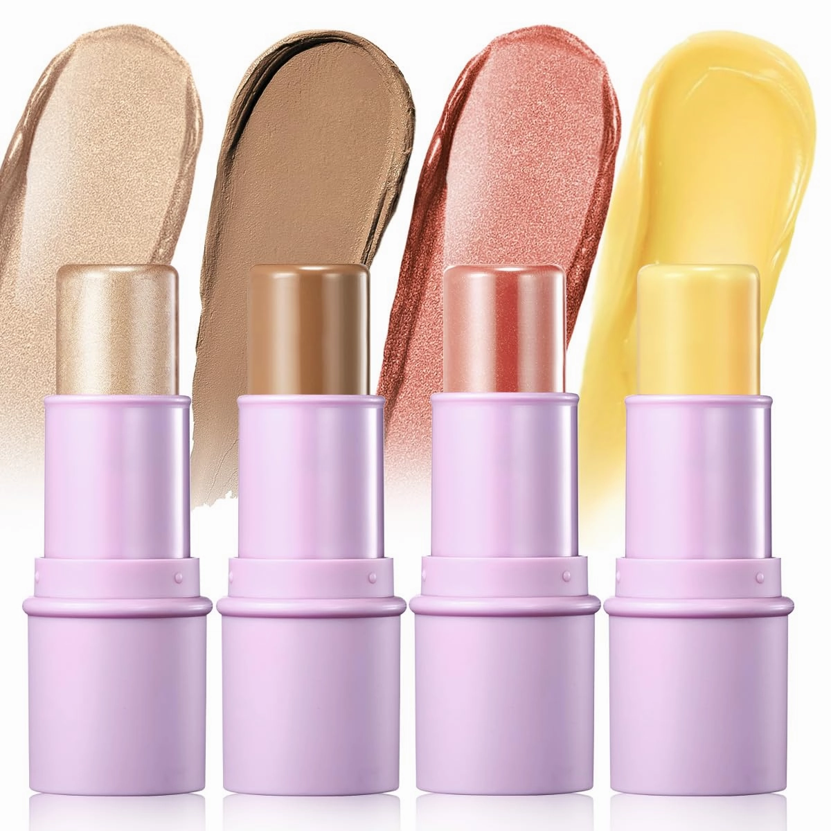 4Pcs Cream Blush Contour Highlighter Bronzer Moisturizer Stick Makeup Set #T Blush Glow2