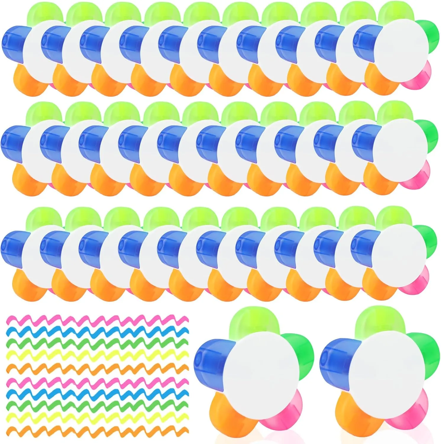 50 PCS Petals Highlighters Bulk, 5-in-1 Multi-Color Flower Shape Fluorescent Highlighter Pens for Students & Teachers, Classroom & Office, School Stationery Aesthetic Supplies