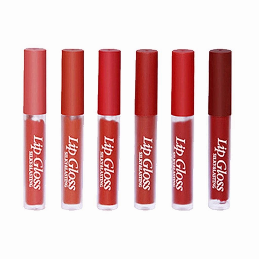6 Pack Velvet Lip Gloss Set, Long Lasting Lipstick with Matte Velvet Texture, Hydrating and Non-Sticky, Kissable Lips for Girls, Makeup Lip Stain