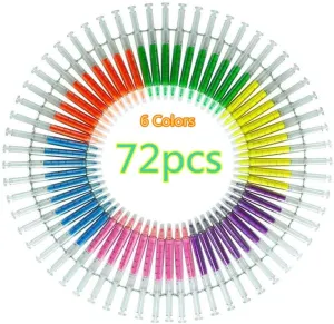 72 PCS Syringe Highlighter Pens with 6 Colors Christmas gift