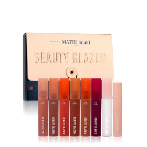 8 Pcs Matte Liquid Lipstick Set, Beauty Glazed Lip Gloss, Lip Balm Makeup Kit, Long-Lasting Lip Oil, Waterproof Lipstick, Nude Lip Satin Tint Lip Cosmetics Sets for Women, Liquid Matte Lipstick
