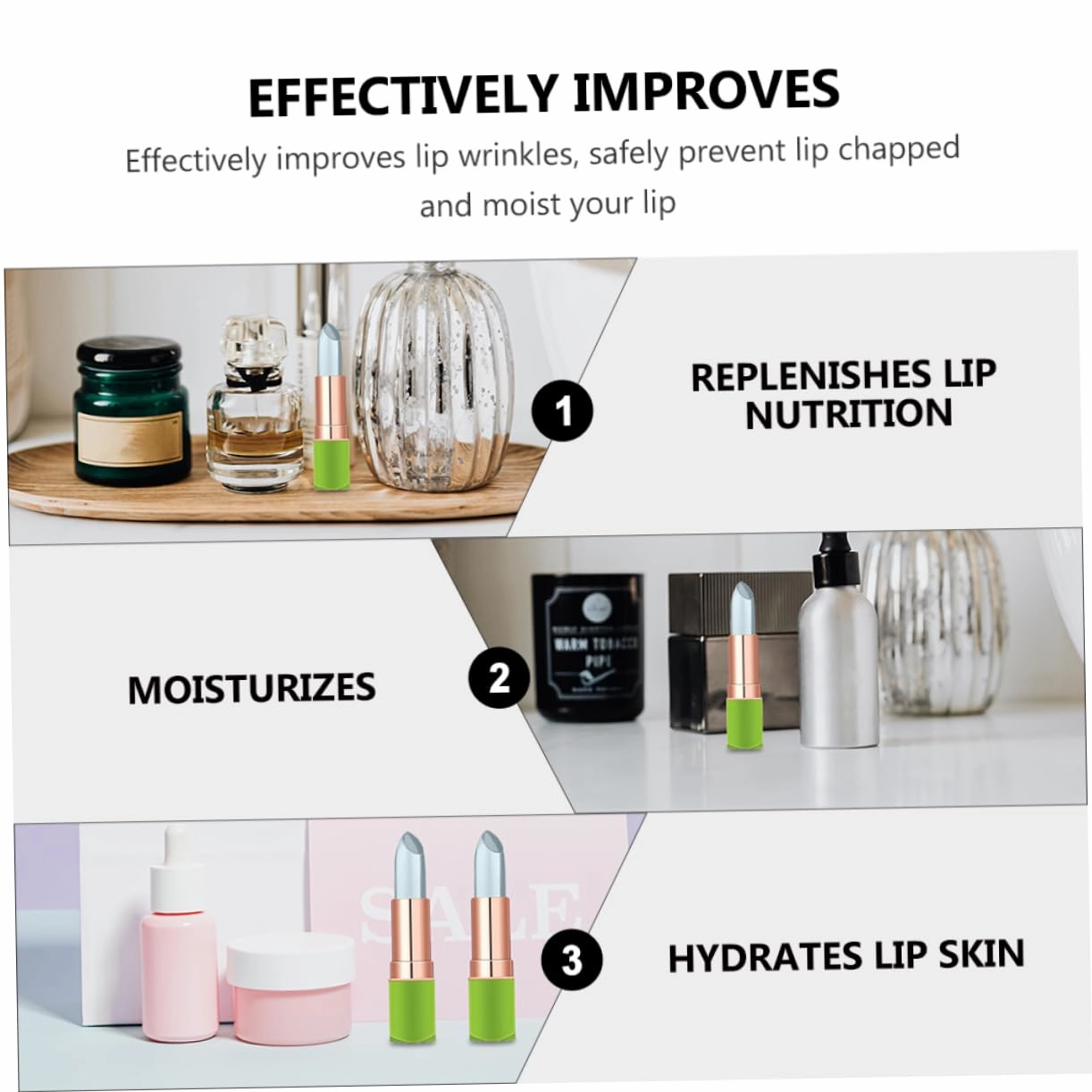 8pcs Color Changing Lip Balm Temperature Lipstick for Moisturizing Hydrating Lips Includes Kiss for Women