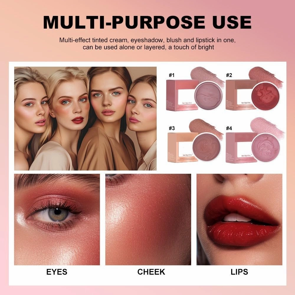 "Magic Skin Awakening Balm" – 3-in-1 Highlighter, Blush & Lip Tint with Hydrating Shine,Non-Sticky, Buildable, For Face/Eyes/Lips (#2 Earth Rose)