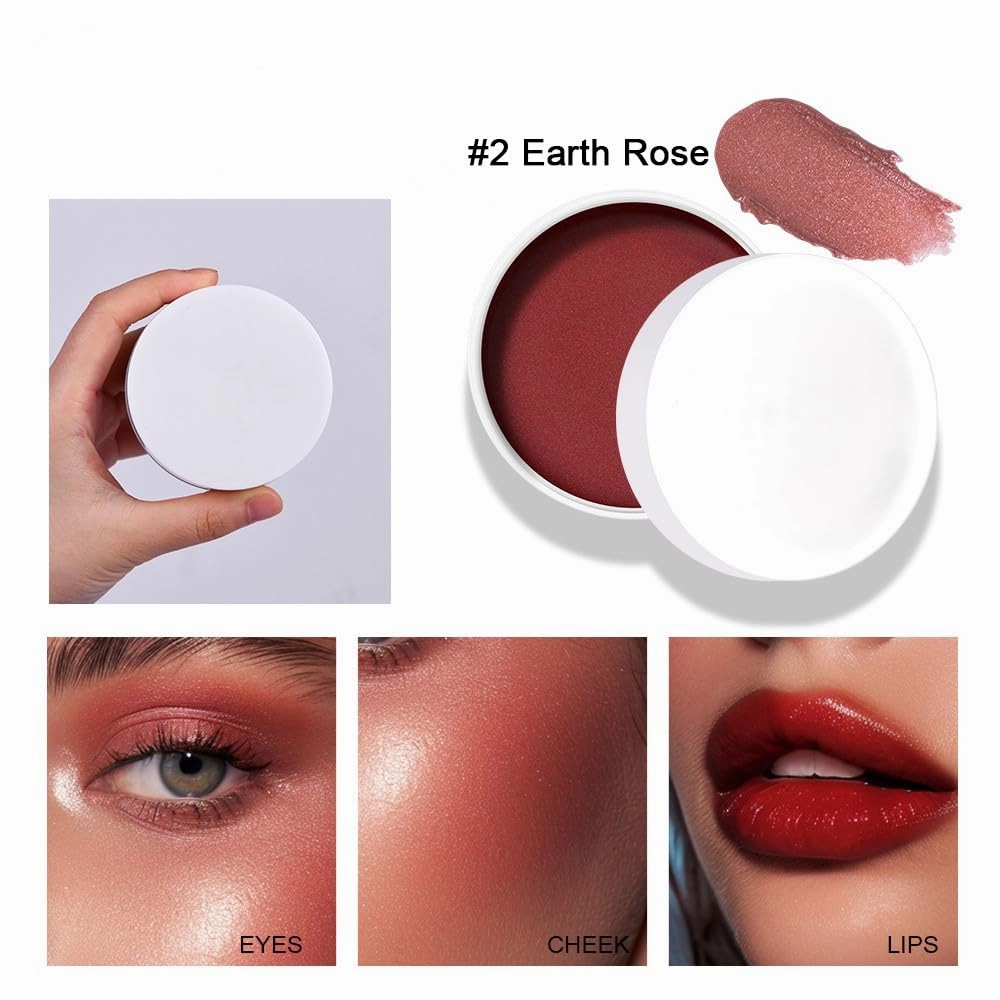 "Magic Skin Awakening Balm" – 3-in-1 Highlighter, Blush & Lip Tint with Hydrating Shine,Non-Sticky, Buildable, For Face/Eyes/Lips (#2 Earth Rose)
