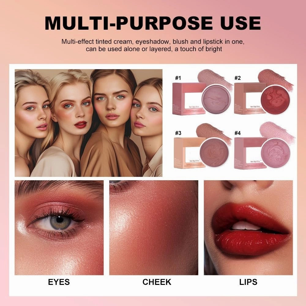 "Magic Skin Awakening Balm" – 3-in-1 Highlighter, Blush & Lip Tint with Hydrating Shine,Non-Sticky, Buildable, For Face/Eyes/Lips (#4 Pink Camellia)