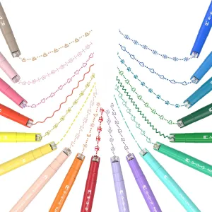 AECHY 18PCS Curve Highlighter Pen Set, Dual Tip Marker Pens with 18 Different Curve Shapes & 18 Colors Mark Lines, Aesthetic Curve Marker Highlighter for Journal Planner School Supplies
