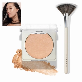 ALEYS Smoothing Highlighter Set VEGAN CRUELTY-FREE w/Fan Brush, Illuminating, Lightweight, Non-Caking, Smooths, Blurs, Long lasting, Nourishing, Infused with Spherical Powder, Macadamia Oil