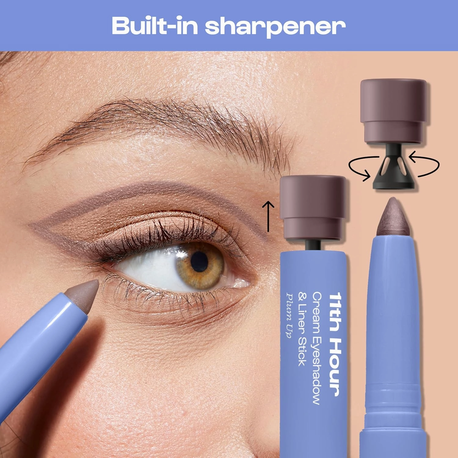 ALLEYOOP 11th Hour Waterproof Cream Eyeshadow Stick – Long-Lasting Eye Shadow Pencil & Eyeliner, Cream to Powder Stick & Highlighter – Smudge-Proof Eyeshadow Shimmer, Plum Up Shimmer