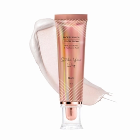 AYU FACECANADA Strobe Cream - Peach, 1.01FlOz, Primer Highlighter Moisturizer, She Butter&Hyaluronic Acid, Intense Hydration, Flawless Radiant Dewy Skin, Illuminating & Glowing Makeup