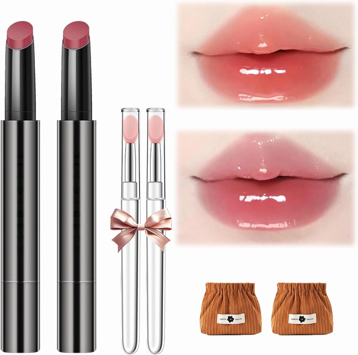 Aztk Meltykiss Jelly Gloss Lipstick, Mirror Hydrating Lip Gloss, Aztk Lipstick, Aztk Moisturizing Melty Kiss Lip Jelly, Waterproof Non-Fading Lipstick Lip Gloss (MJ201 MJ202)