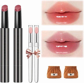 Aztk Meltykiss Jelly Gloss Lipstick, Mirror Hydrating Lip Gloss, Aztk Lipstick, Aztk Moisturizing Melty Kiss Lip Jelly, Waterproof Non-Fading Lipstick Lip Gloss (MJ201 MJ202)