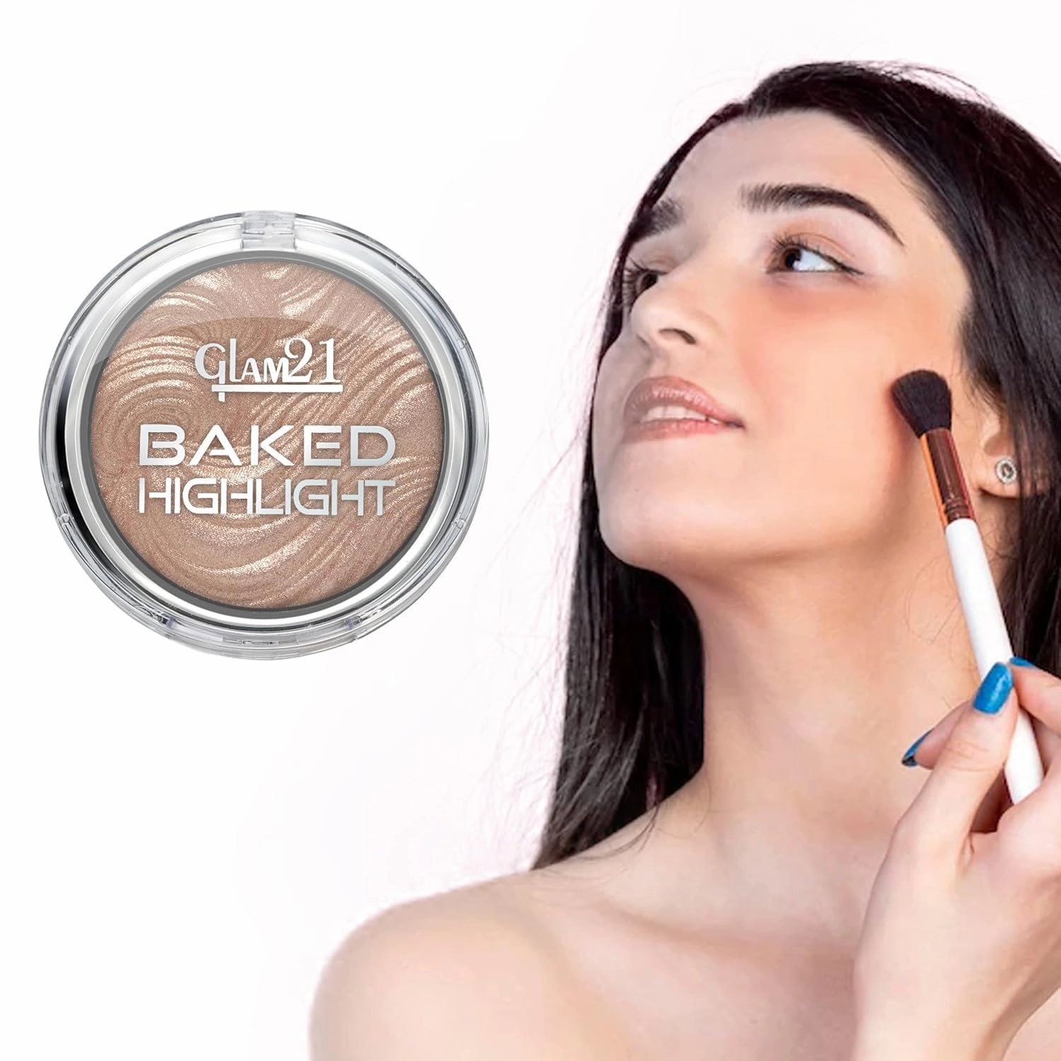 Baked Highlighter|Silky Pigments|Mettalic Finish|Long Lasting Shimmer Look|Creamy Texture|Highly Blendable,Long Wear|Suitable for All Skin Type|8gm(SHADE 03)