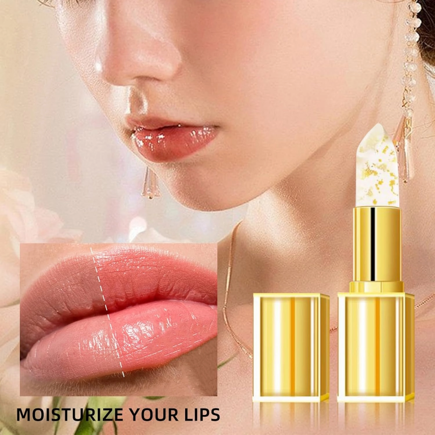 Benefician Lipstick, Beneficial Lip Stain, Imaginary1lipstick, Color Changing Lipstick with Flakes, Moisturizing Glossy Shine Lip Gloss, Vegan & Lightweight (2)