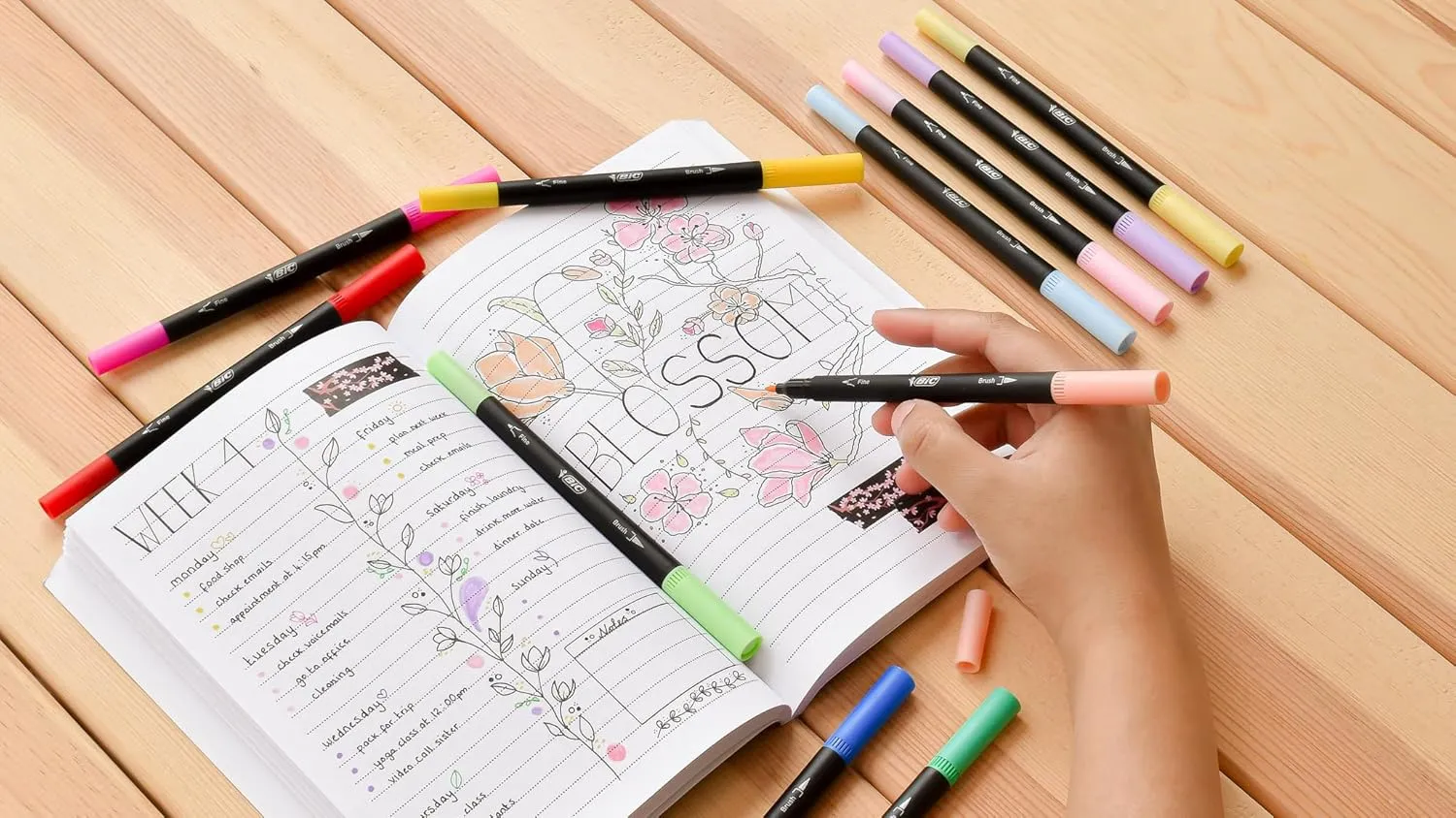 Bic Intensity 2-in-1 Colour Changing Pen Set with Dual Brush and Dual Tip Highlighter Pens - 3 Packs of 6, Multicolor, (503935)