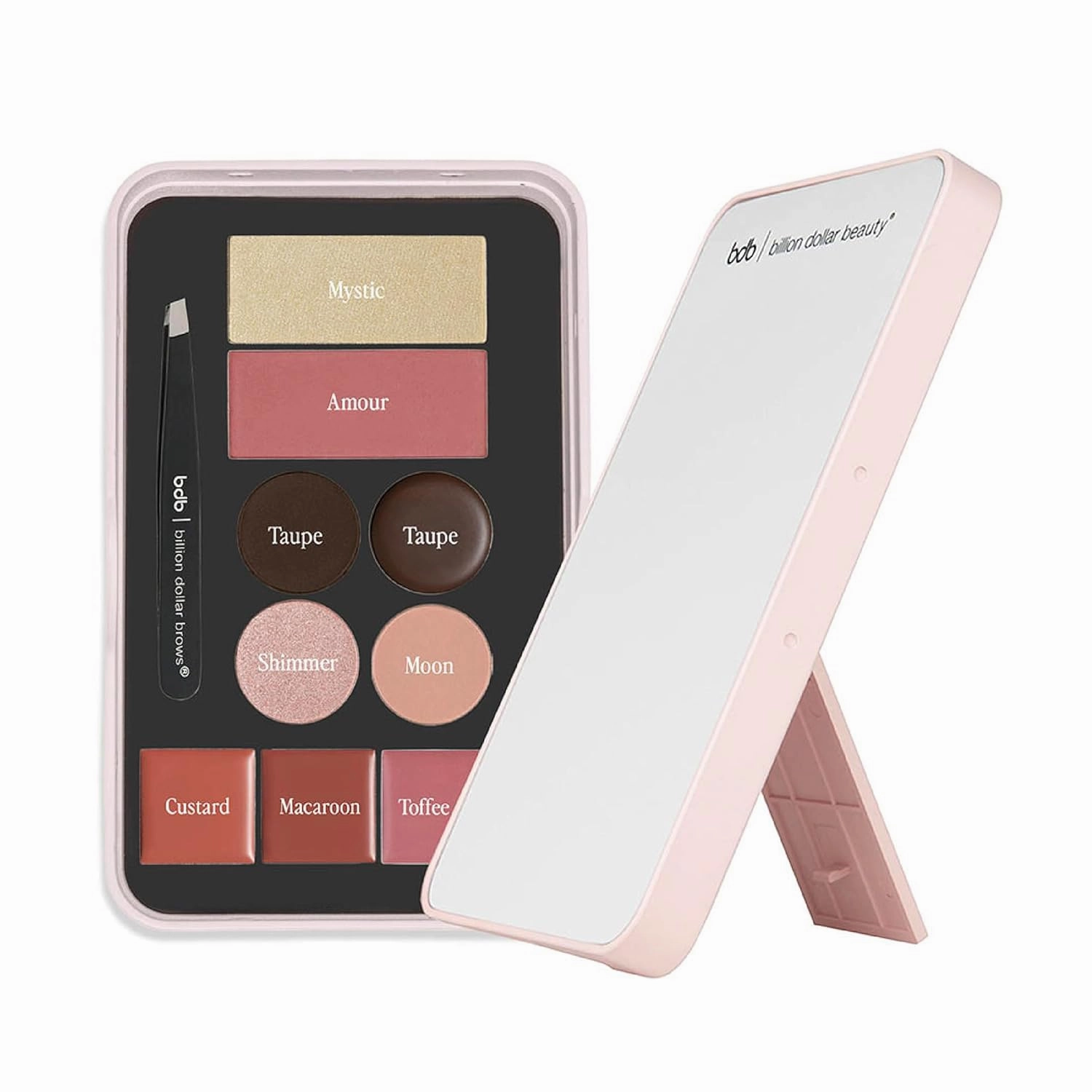 Billion Dollar Brows Beauty Box – Customizable, Sustainable Full Face Makeup Palette Includes Brow, Eyeshadow, Blush, Highlighter & Lip Balm, Shimmer Finish, Cruelty-Free - Trend Setter