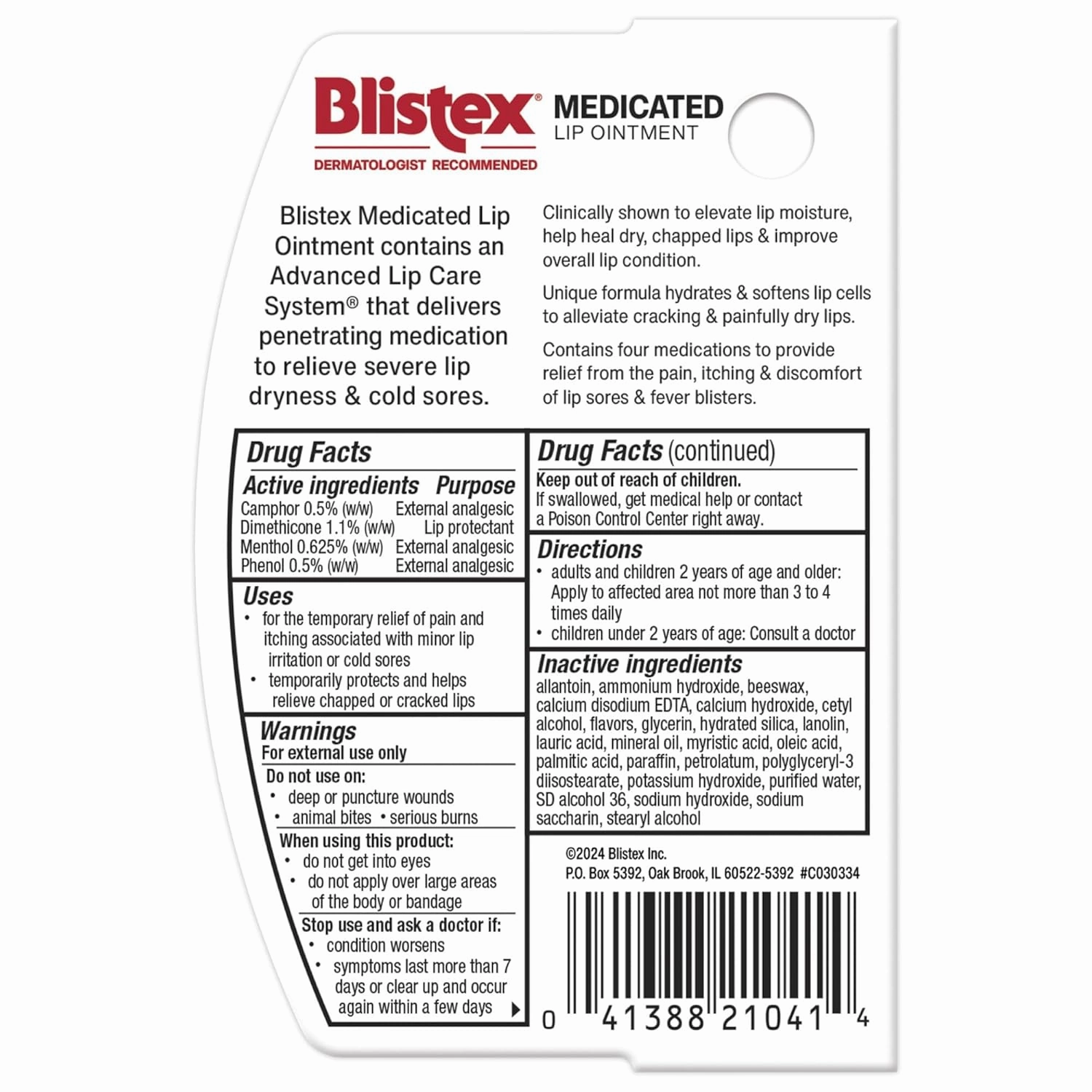 Blistex Medicated Lip Ointment, Relieves Cold Sores & Helps Heal Dry Chapped Lips, Pain Relief from Lip Sores & Blisters, Healing Ointment, 0.35 Ounce (Pack of 12)