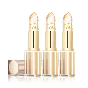 Bridal Bronze Lipstick,Bridal Bronze Hardpointing Transferproof Color Changing Lipstick Long Lasting,Transparent Temperature Color Change Lip Gloss With Gold Flakes Moisturizing Glossy (3pcs)