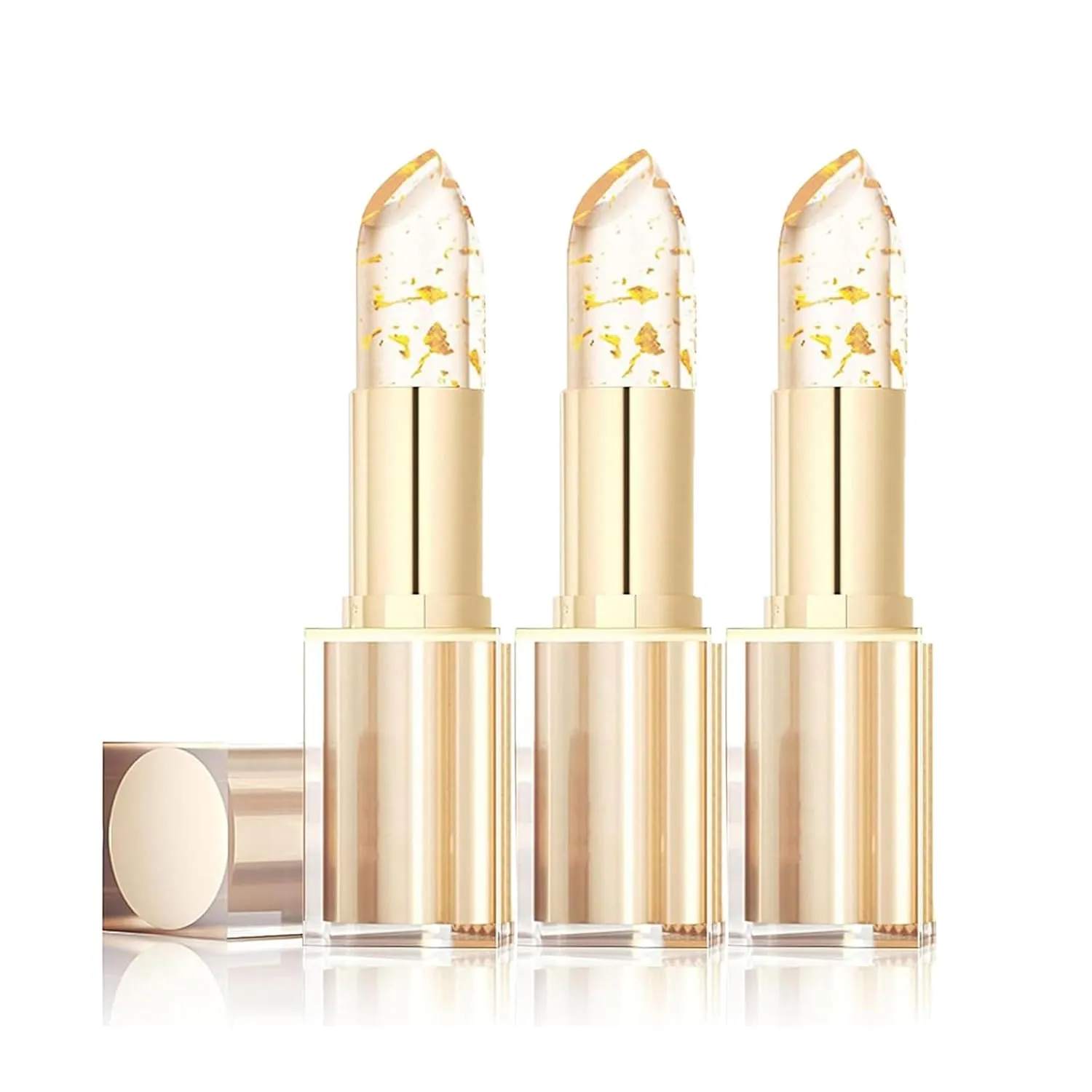 Bridal Bronze Lipstick,Bridal Bronze Hardpointing Transferproof Color Changing Lipstick Long Lasting,Transparent Temperature Color Change Lip Gloss With Gold Flakes Moisturizing Glossy (3pcs)