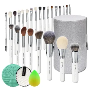 Bueart Design Pro Makeup Artist Deluxe Labeled Best Makeup Brushes Set Real Natural Goat Hair horse hair Professional Brush set with Luxury Extra Large Holder