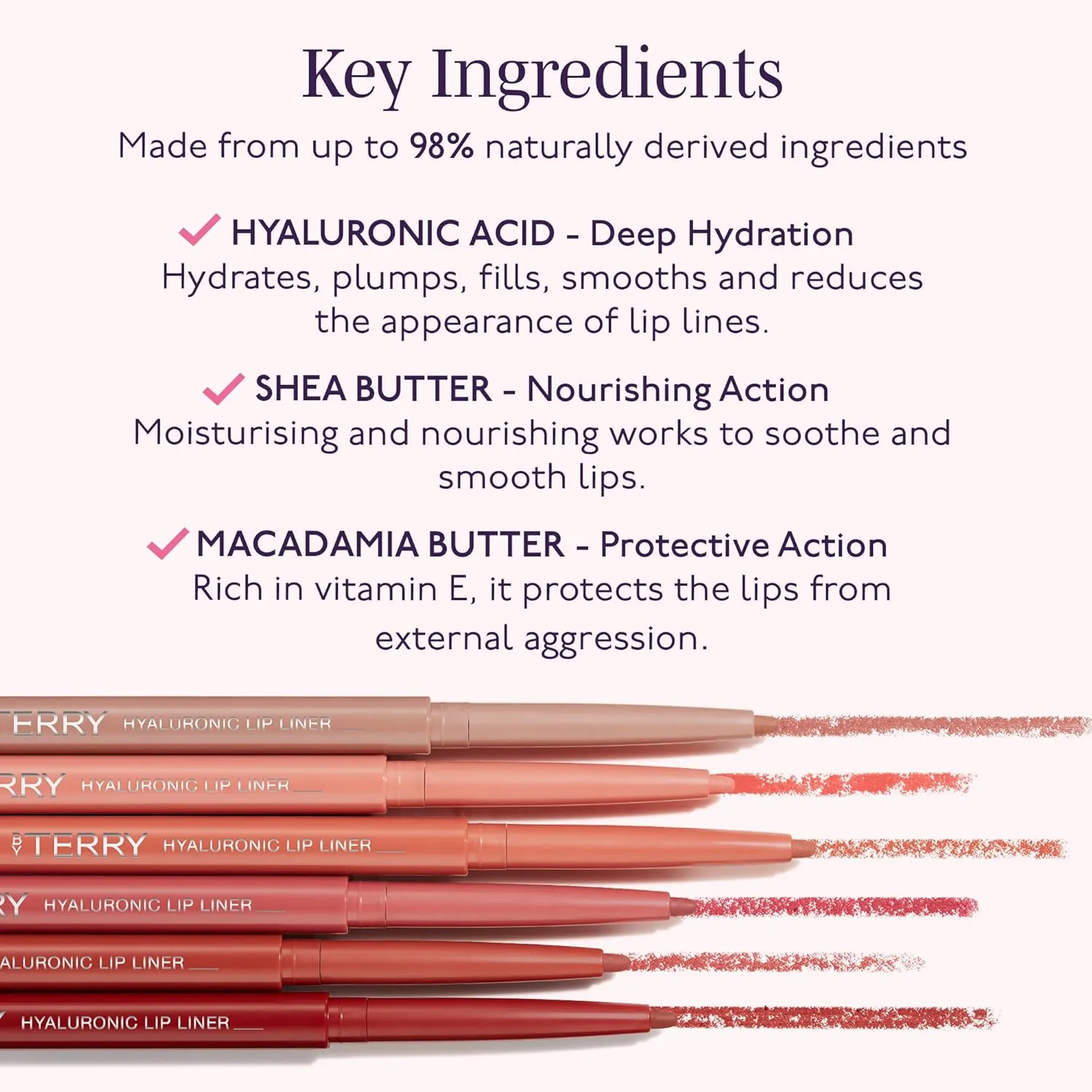 By Terry Hyaluronic Lip Liner Pencil, Defines the Lips, Creamy & Hydrating Formula, Intensely Pigmented & Long-lasting Coverage, Vegan, Sexy Nude, 0.05oz