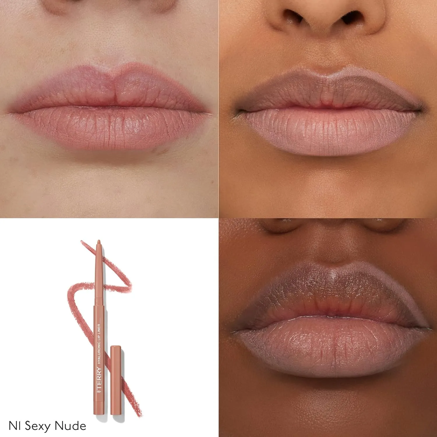 By Terry Hyaluronic Lip Liner Pencil, Defines the Lips, Creamy & Hydrating Formula, Intensely Pigmented & Long-lasting Coverage, Vegan, Sexy Nude, 0.05oz