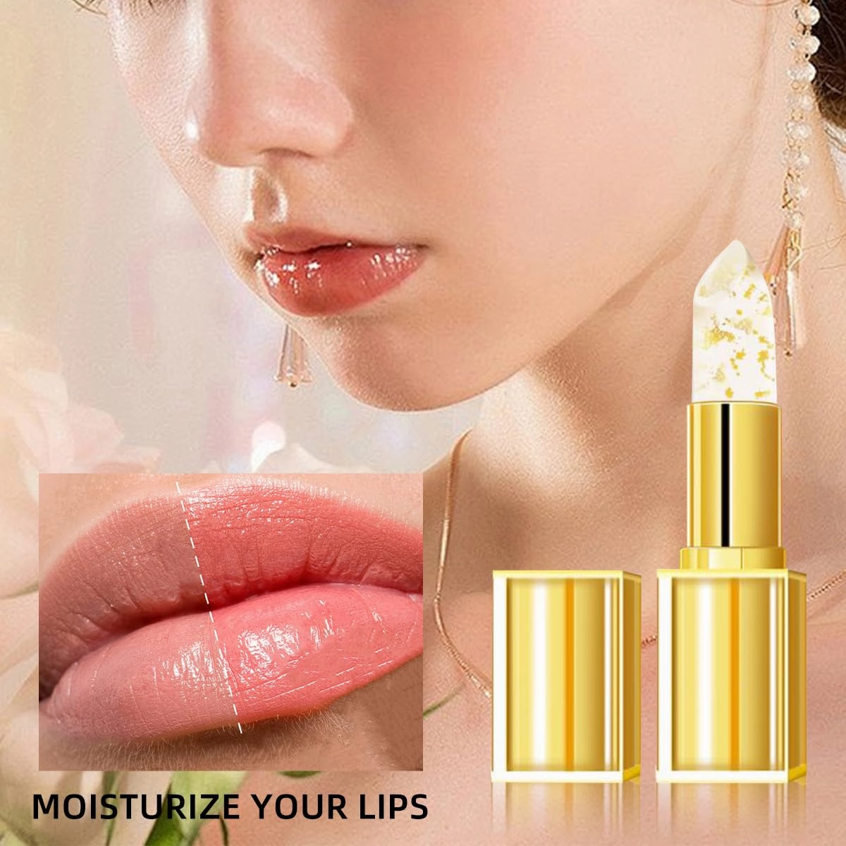 Bymolia Color Changing Lipstick, Mood Lipstick Long Lasting, Gold Crystal Ph Color Changing Lip stick, Moisturizing Glossy Lip Gloss Balm for Women Grils (3pcs)