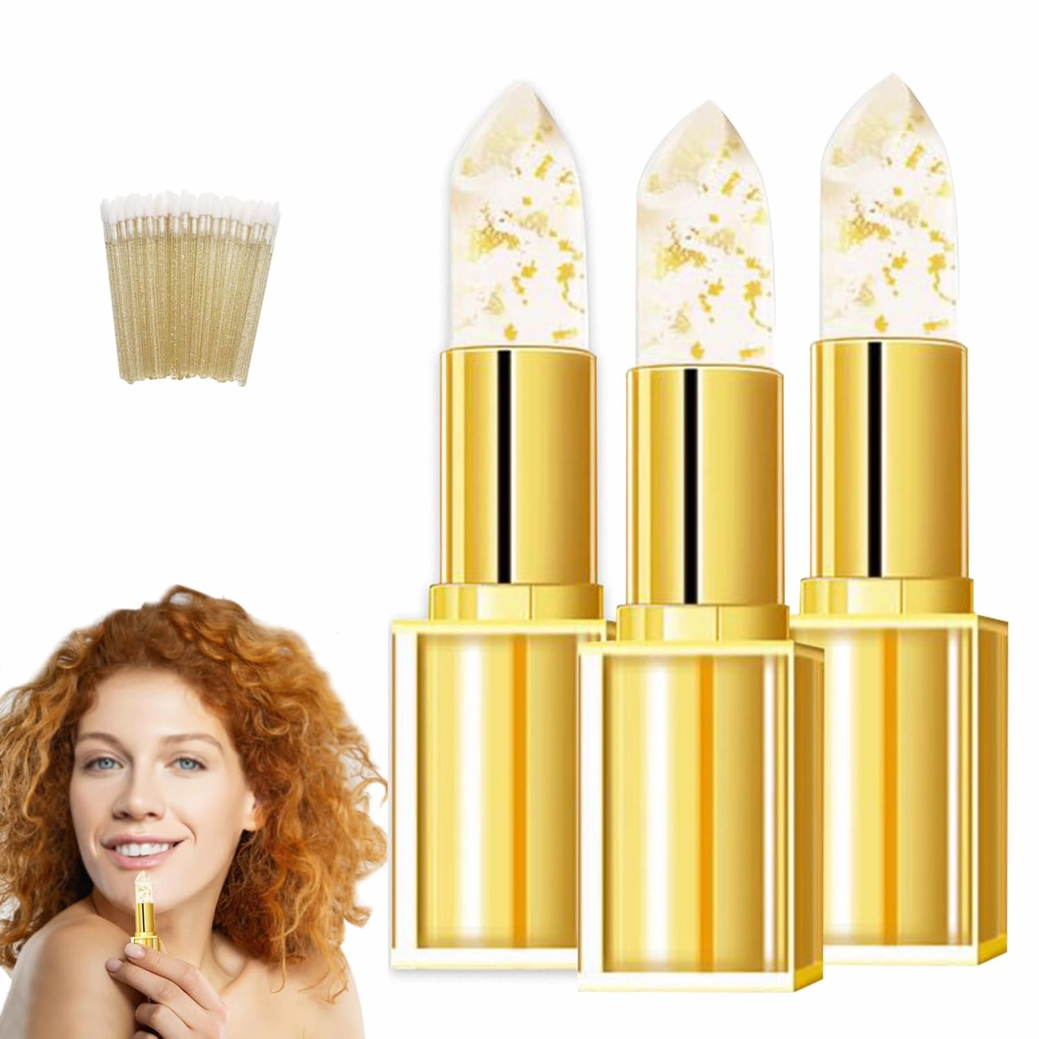 Bymolia Color Changing Lipstick, Mood Lipstick Long Lasting, Gold Crystal Ph Color Changing Lip stick, Moisturizing Glossy Lip Gloss Balm for Women Grils (3pcs)