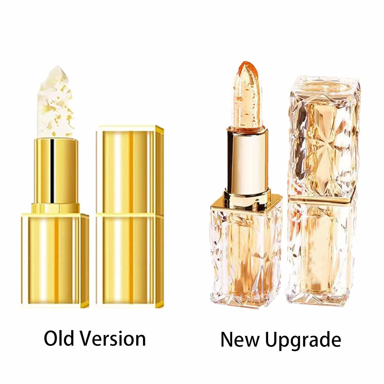 Bymolia Color Changing Lipstick, Transparente Transferproof Gold Crystal Color Changing Lip Stick for Women, Long Lasting 24 Hours Moisturizing Glossy Shine Lip Gloss, Deep Nourishment (2 Gold, 3.5g)