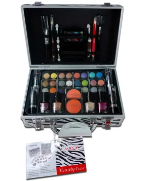 Cameo Carry All Makeup Train Case and Reusable Zebra Aluminum Case
